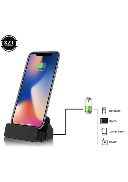2-In-1 USB Kablosu Veri Telefonu Şarj Cihazı Dock Standı Istasyonu Şarj iPhone x Xs Max Xr 6 6s 7 8 Artı 5 Se Yerleştirme Masaüstü Cradle (Yurt Dışından) modelleri