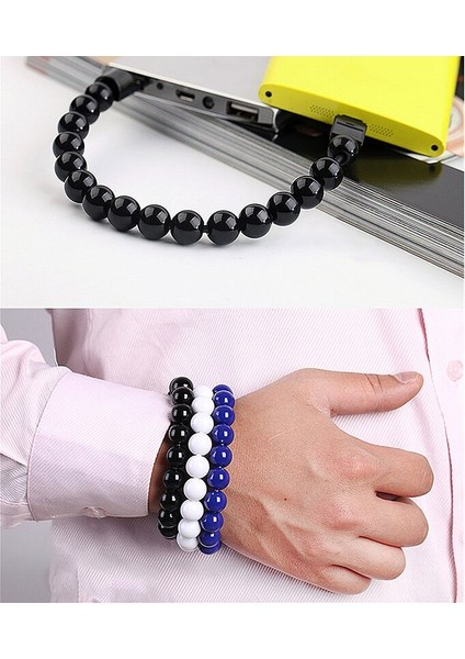 Saf Renk Boncuk Bilezik Mikro USB Kablosu Tip C Veri Senkronizasyon Şarj Kablosu iPhone Samsung Huawei Android Cep Telefonu Şarj Cihazı (Yurt Dışından) fiyatları