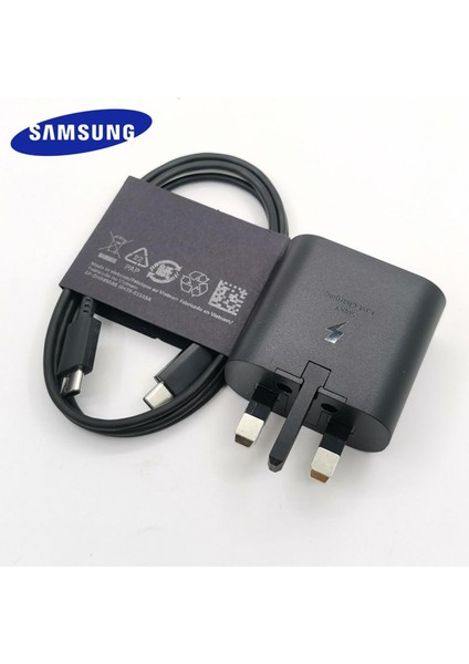 Orijinal Samsung A33 A53 A73 A52 A32 A72 S20 S21 Fe A80 A90 S9 Süper Hızlı Şarj Cihazı 25W Ingiltere Güç Adaptörü EP-TA800 USB C Tipi Kablo (Yurt Dışından)