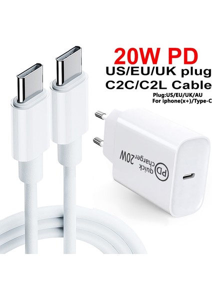 20W Hızlı Şarj Cihazı USB C Fiş Adaptörü C Tipi Kablo Pd Hızlı Şarj iphone 14 12 Huawei Xiaomi Samsung S20 Macbook iPad Pro (Yurt Dışından) fiyatları