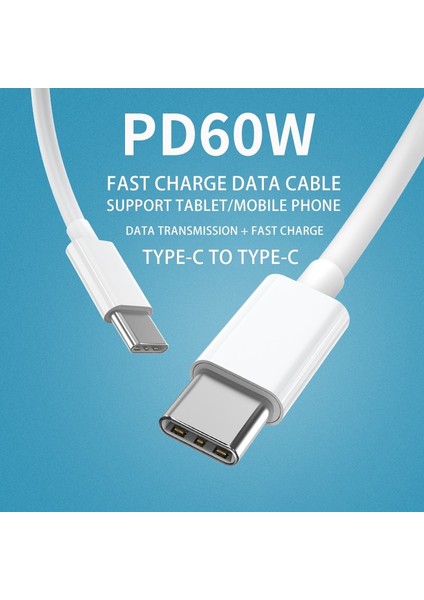 Pd Tip C - Tip C Kablo 60W Hızlı Şarj Kablosu USB C - USB C Kablosu iPad Pro Samsung MacBook Pro Xiaomi Şarj Cihazı USB Kablosu (Yurt Dışından) fiyatları
