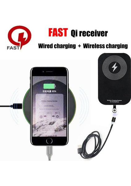 Qi Kablosuz Şarj Alıcısı, C Tipi/android Telefonlar Için Qi Alıcısı, Manyetik USB Kablolu Hızlı Kablosuz Şarj Alıcısı (Yurt Dışından)
