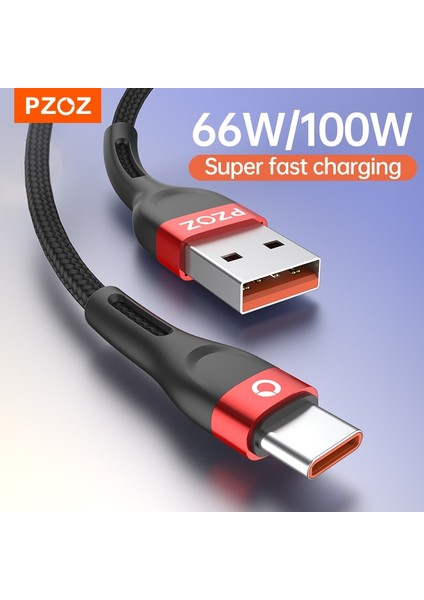 Pzoz 66W 100W 6A USB C Tipi Kablo Için Huawei P40 Pro Mate 30 P30 Pro Supercharge Hızlı Şarj Şarj Cihazı 2m Veri Usb-C Kabloları Tel (Yurt Dışından)