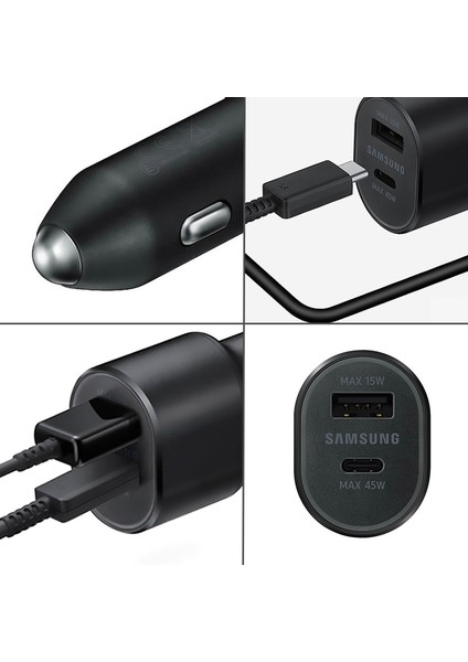 Orijinal 60W Samsung Süper Hızlı Araç Şarj Cihazı Pd USB C Tipi Bağlantı Noktası Oto Cargador 45W Galaxy S22 5g S21 Not 20 10 Z Flip3 A52 M52 (Yurt Dışından) fırsatları