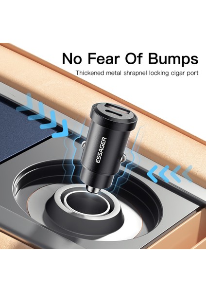 Essager USB Tip C 30W Mini Araç Şarj Cihazı iPhone 14 Samsung Xiaomi Çift Bağlantı Noktalı Hızlı Şarj Pd Quick3.0 Cep Telefonu Şarj Cihazı (Yurt Dışından) fiyatları