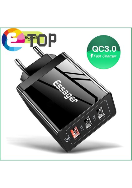 [etop]essager 30W Hızlı Şarj 3.0 USB Şarj Cihazı Qc3.0 Qc Hızlı Şarj Cihazı Çoklu Fiş Duvar Cep Telefonu Şarj Cihazı iPhone Samsung Xiaomi Mi Için (Yurt Dışından)