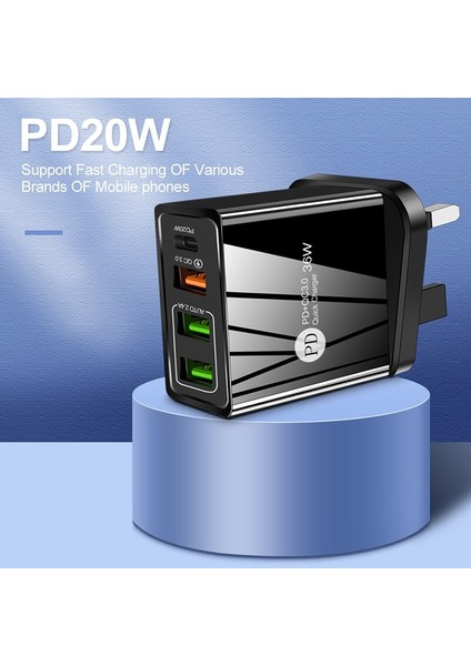 36W 4 Port Tip C Hızlı Şarj 3.0 Ab Ingiltere Abd USB C Şarj Cihazı Hızlı Şarj Pd Cep Telefonu Şarj Cihazı iPhone 13 Pro Samsung Xiaomi (Yurt Dışından) modelleri