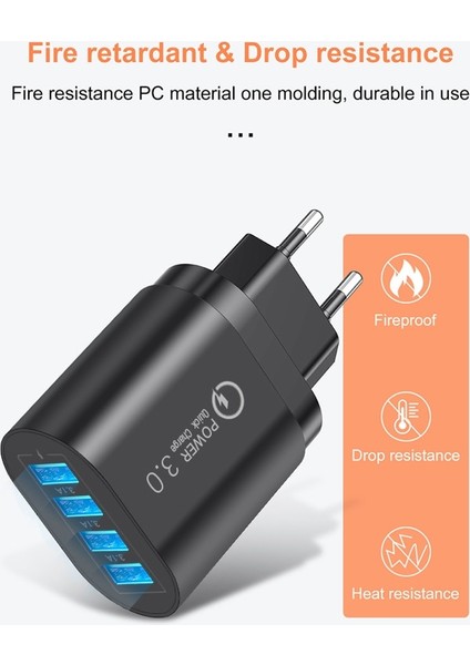 Olaf 4 Port USB Şarj Cihazı Hızlı Şarj Qc 3.0 Duvar Şarj Adaptörü Ab Abd Ingiltere Tak iphone 14 13 Samsung Xiaomi Adaptör Seyahat (Yurt Dışından) fiyatları