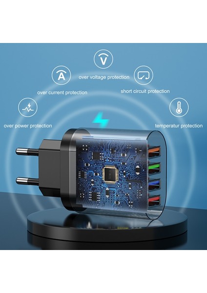 Olaf 4 Port USB Şarj Cihazı Hızlı Şarj Qc 3.0 Duvar Şarj Adaptörü Ab Abd Ingiltere Tak iphone 14 13 Samsung Xiaomi Adaptör Seyahat (Yurt Dışından) modelleri