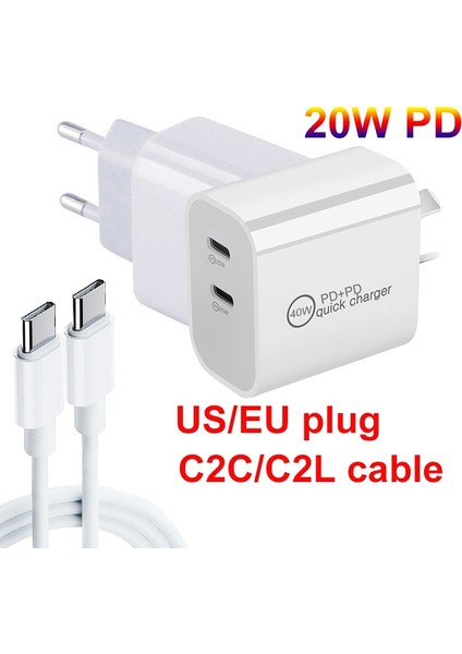 Çift USB C Duvar Şarj Cihazı, 40W Hızlı Şarj Bloğu, Pd 2 Bağlantı Noktalı Çift 20W, iPhone 13/12 Pro Max Için Güç Adaptörü, Galaxy S21 Xiaomi (Yurt Dışından) indirimleri