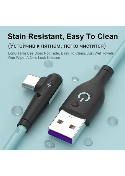 Yumuşak Silikon USB C Kablosu 90 Derece Hızlı Şarj Cihazı 5A USB C Tipi Kablo Huawei Mate 40 Xiaomi Poco X3 Cep Telefonu Usb-C Kablosu (Yurt Dışından) fiyatları