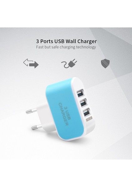 Geumxl Ab Tak 3 Port Çoklu USB Duvar Şarj Adaptörü Mobil Akıllı Telefon Cihazı 5 V 3A iPhone iPad Için Hızlı Şarj Xiaomi (Yurt Dışından) fiyatları