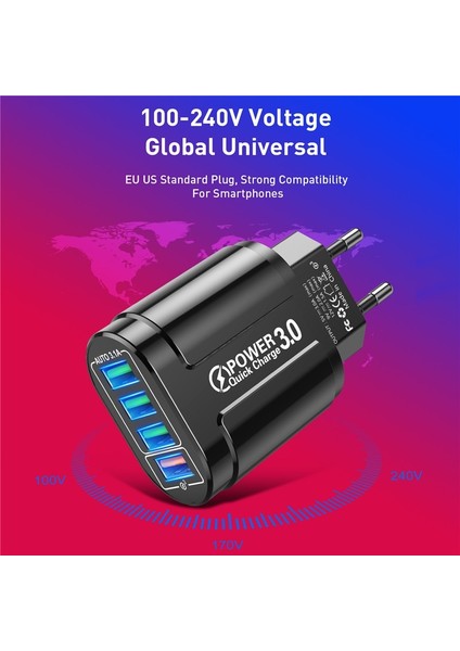 Uslıon 48W USB Şarj Aleti Hızlı Şarj Qc 3.0 Duvar Şarjı iPhone 14 13 Samsung Xiaomi Cep 4 Port Ab Abd Fiş Adaptörü Seyahat (Yurt Dışından) fırsatları