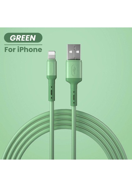 USB Kablosu iPhone 12 11 13 Pro Xs Max Xr x 8 7 6 Hızlı Şarj Şarj Cihazı Tarihi Telefon iPad Kablosu Tel Sıvı Silikon Kordon 2 M (Yurt Dışından)