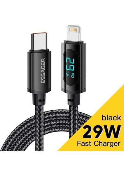 Essager USB C Tipi Kablo iPhone 14 13 12 11 Pro Max Xs Xr Pd 29W Hızlı Şarj Şarj Cihazı Yıldırım Tel Kablosu iPad Macbook Için (Yurt Dışından)