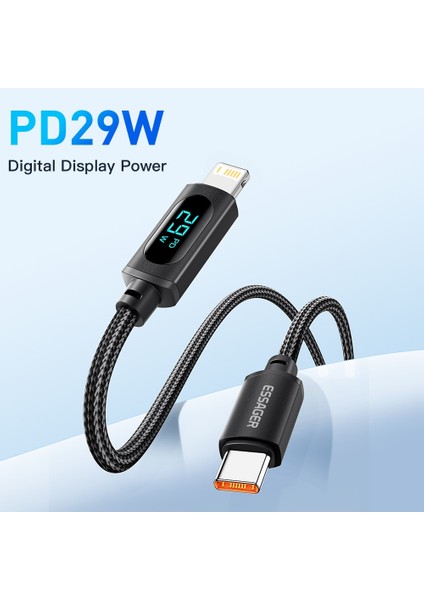 Essager USB C Tipi Kablo iPhone 14 13 12 11 Pro Max Xs Xr Pd 29W Hızlı Şarj Şarj Cihazı Yıldırım Tel Kablosu iPad Macbook Için (Yurt Dışından) fırsatları