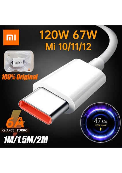 Xiaomi Orijinal USB C Tipi Kablo 120W Şarj Cihazı Turbo Hızlı Şarj Mi 13 12T Pro 12 S 11 Ultra Poco F3 Redmi Note 10 Black Shark 5 (Yurt Dışından)