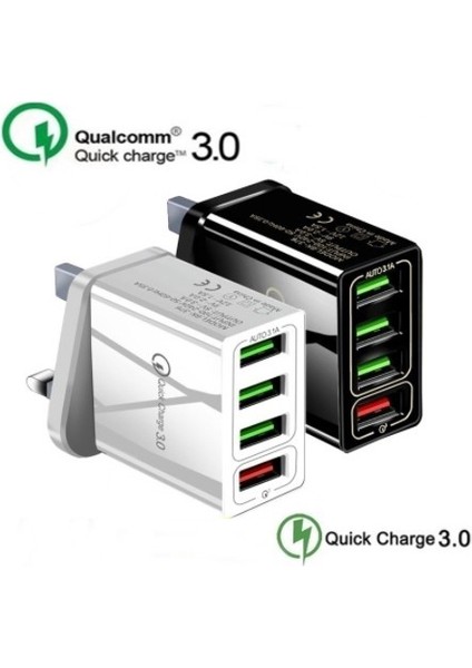 Hızlı Şarj Cihazı 4 Bağlantı Noktalı USB Şarj Cihazı Ab Tak Qc3.0 Taşınabilir Çoklu Hızlı Şarj Adaptörü (Yurt Dışından) modelleri
