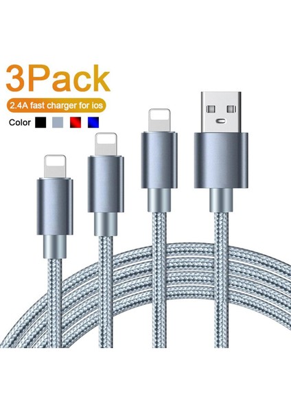 Paket USB Kablosu iPhone 13 12 Pro Max 6 7 8 11 Xr Xs x 2.4A Hızlı Şarj Şarj Cihazı Cep Telefonu Veri Kablosu iPad Için Tel Kordon (Yurt Dışından)
