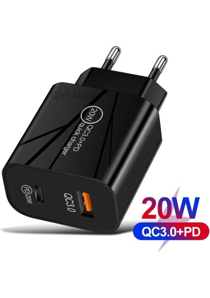 Pd3.0 USB Şarj Cihazı Qc3.0 Hızlı Şarj Cihazı Hızlı Şarj 3.0 PD20W Duvar Adaptörü 9V 12V Tip C Şarj Cihazı Seyahat Mobil Güç Bankası Şarj Cihazı (Yurt Dışından)