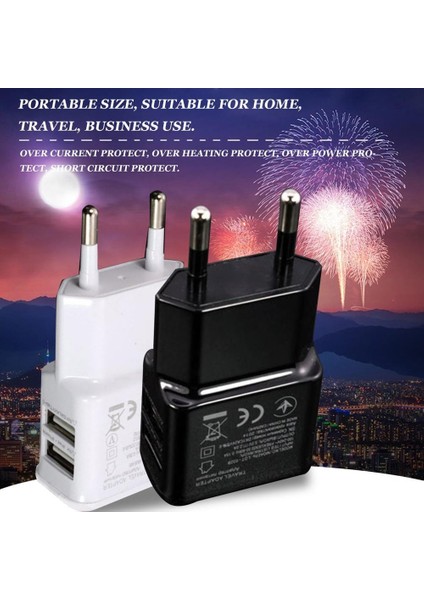 Çift USB Şarj Aleti 2A Hızlı Şarj Seyahat Ab Tak Adaptörü Taşınabilir Duvar Şarj Cihazı Cep Telefonu Kablosu iphone Samsung Xiaomi (Yurt Dışından) fırsatları