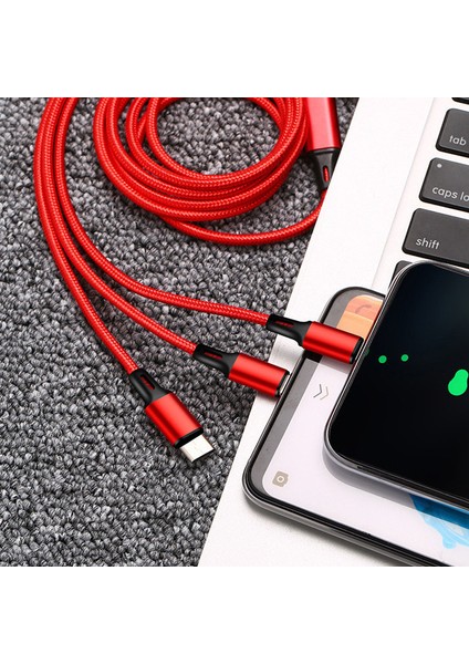 Tkey 3 In 1 Mikro USB C Tipi Şarj Aleti Kablosu Çoklu USB Bağlantı Noktası Çoklu USB Şarj Kablosu iPhone Xiaomi Huawei Için Hızlı Şarj Kablosu (Yurt Dışından) fırsatları
