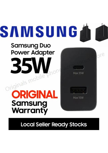 Orijinal Samsung 35W Güç Adaptörü Duo Pd Şarj Cihazı Hızlı Şarj Adaptörü Galaxy Note 20 S10 20 S21 S22 Ultra Tab S7 S8 + (Yurt Dışından)