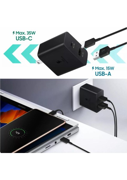 Orijinal Samsung 35W Güç Adaptörü Duo Pd Şarj Cihazı Hızlı Şarj Adaptörü Galaxy Note 20 S10 20 S21 S22 Ultra Tab S7 S8 + (Yurt Dışından) fiyatları