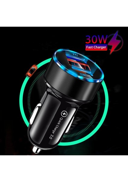 30W USB C Araç Şarj Cihazı Qc 3.0 3A Hızlı Şarj iPhone 12 13 Pro Xiaomi Huawei Samsung Redmi Araç Telefonu Şarj Adaptörü Arabada (Yurt Dışından)