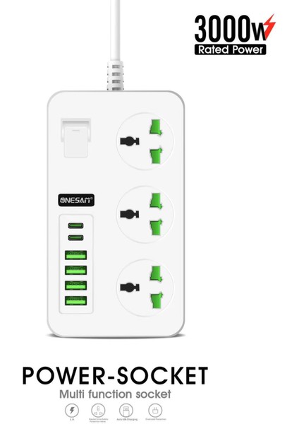 USB +2pd Bağlantı Noktalı Güç Kablosu 3 Elektrik Çıkışı 2m Uzatma (Yurt Dışından) fiyatları