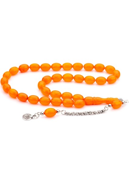 Turunç Neon Renk Toz Kehribar Tesbih