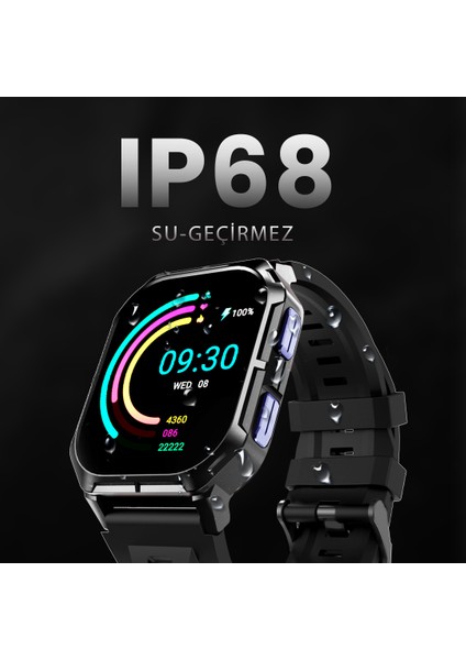 Ultra3 Bluetooth 5.2 IP68 Su Geçirmez 2.01 inç Always On Display Nabız Spor Kan Oksijen Takibi iOS&Android Uyumlu Akıllı Saat 52mm Turuncu