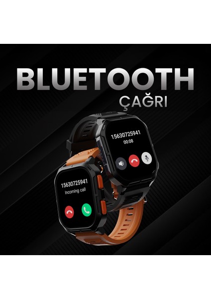 Ultra3 Bluetooth 5.2 IP68 Su Geçirmez 2.01 inç Always On Display Nabız Spor Kan Oksijen Takibi iOS&Android Uyumlu Akıllı Saat 52mm Turuncu