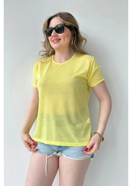 Mazi Butik Basic T-Shirt Sarı