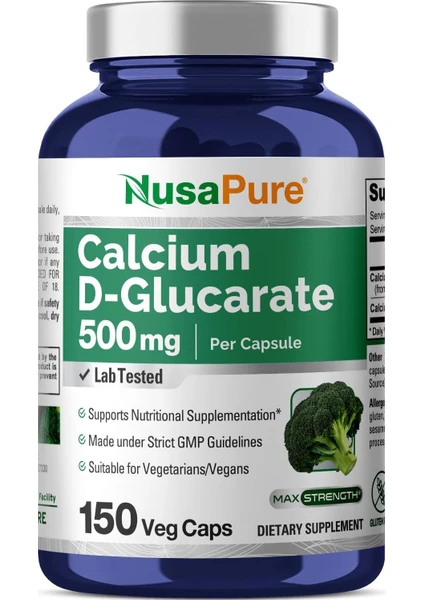 Calcium D-Glucarate 500 Mg 150 Kapsul Lab Tested