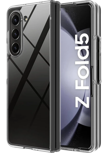 Case 4u Galaxy Z Fold 5 Kılıf Sert Silikon Droga Kapak Şeffaf