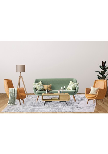 Modern Gri Eskitme Dijital Baskı Hipoalerjenik Kaymaz Taban Halı Yolluk indirimleri