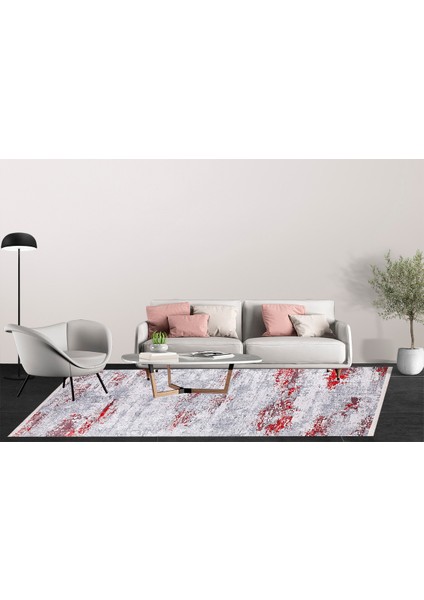 Modern Gri Kırmızı Desen Dijital Baskı Hipoalerjenik Kaymaz Taban Halı Yolluk fırsatları