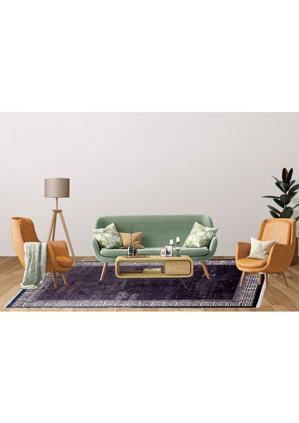 Modern Mor Geometrik Desen Dijital Baskı Hipoalerjenik Kaymaz Taban Halı Yolluk fırsatları