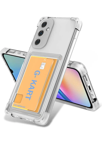 Case 4u Galaxy A25 Kılıf Airbag Tasarımlı Şeffaf Kartlıklı G-Kart Kapak