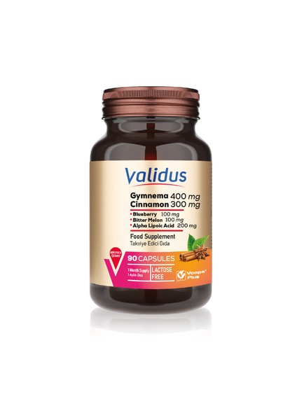 Gymnema Sylvestre 400 mg + Cinnamon 300 mg 90 Capsules (Vcaps Plus)