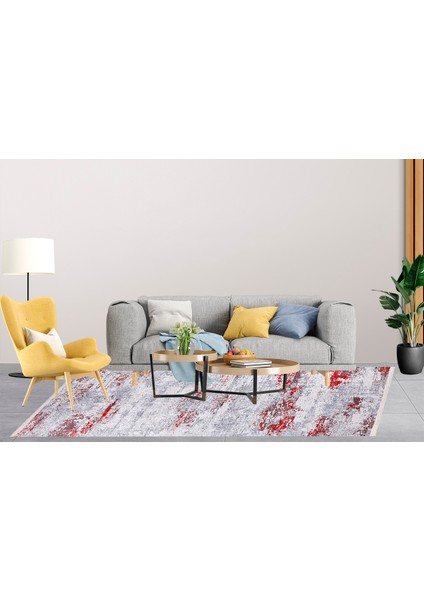 Modern Gri Kırmızı Desen Dijital Baskı Hipoalerjenik Kaymaz Taban Halı Yolluk modelleri