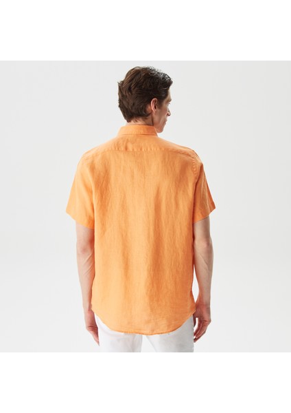 Nautıca Erkek Turuncu Classıc Fıt Kısa Kollu Keten Gömlek fiyatları