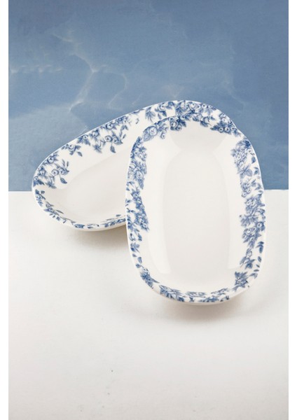 Pure Blue 2 Adet Porselen Kayık Tabak