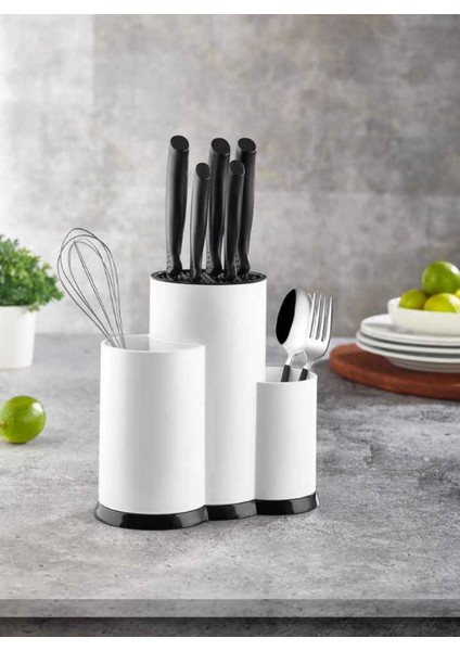 Tezgah Üstü Bölmeli Kaşık Bıçak Standı Kaşıklık Bıçaklık Düzenleyici Organizer