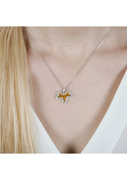 Çınar Yaprağı Tasarım Kadın Gümüş Kolye