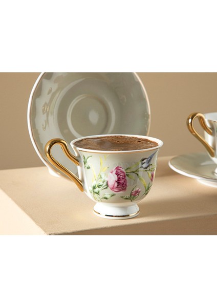 Vanilla New Bone China 4 Parça 2 Kişilik Kahve Fıncan Takımı 90 ml Açık Gri