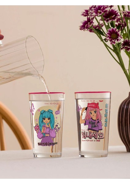Karakter Baskılı Cam Bardak Seti 2'li 570 ml