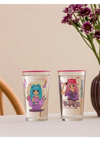 Karakter Baskılı Cam Bardak Seti 2'li 570 ml