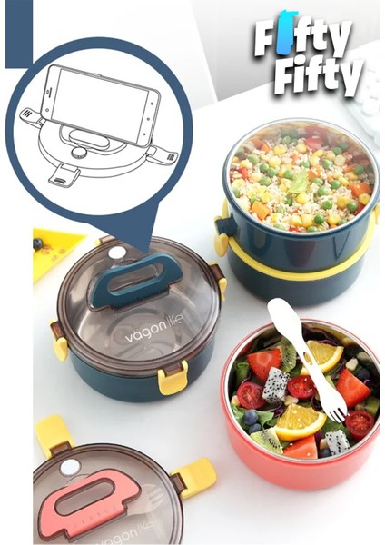 1600 ml Iki Kat Yuvarlak Paslanmaz Çelik Bento Lunch Box Yeni Nesil Sefer TASI-ÇATALLIKAŞIK-397 indirimleri